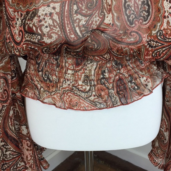 Rue 21 dramatic bell sleeve blouson Boho top - Picture 3 of 8